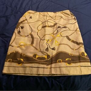 Talbots Brown Cowgirl Skirt with Gold and Brown Accents
